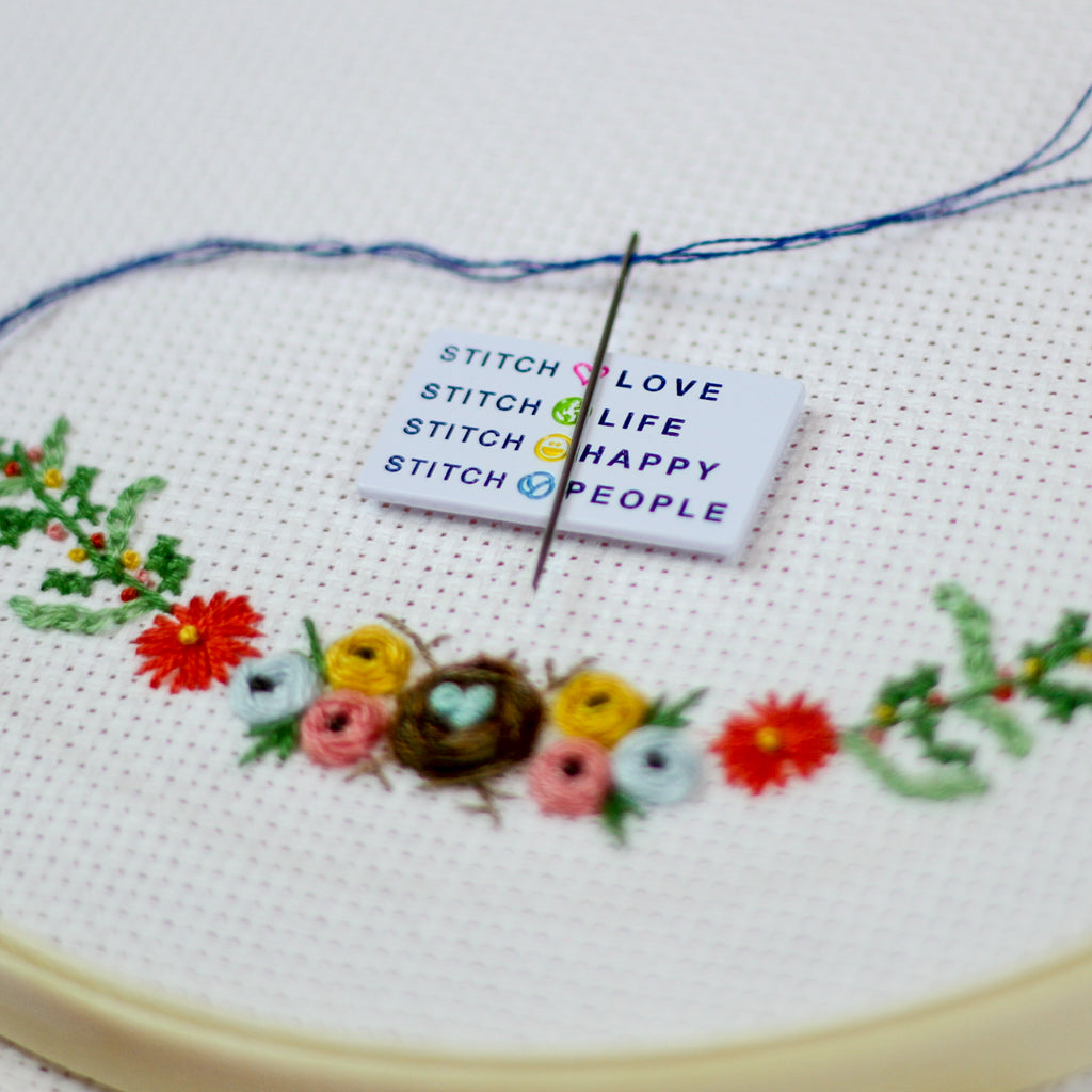 Stitch People Needle Minder - Love, Life, Happy