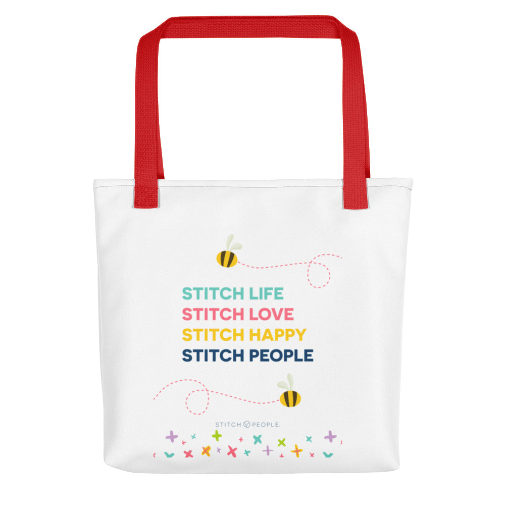 Stitch People Spring Fling -  Life Love Happy People - Tote bag