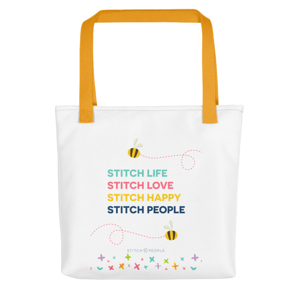 Stitch People Spring Fling -  Life Love Happy People - Tote bag